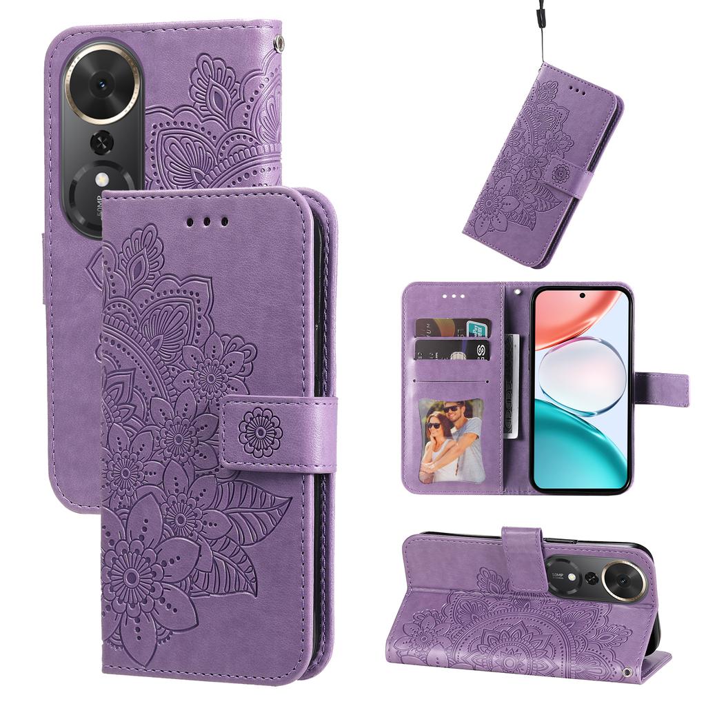 For Honor Play 70 Plus 5G Case Floral Pattern PU Leather Wallet Stand Phone Cover