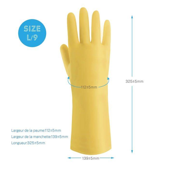 Gants de travail - AIMOONSA - Lot 5 paires - Jaune - Résistant aux produits chimiques - Antidérapants - Taille L
