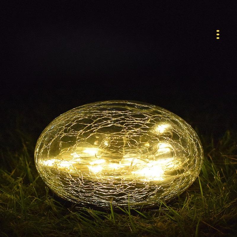 1Pc New Led Solar Lawn Floor Plug Landscape Light Decoration Christmas Buried Rainproof Glass Ball Crack Light D