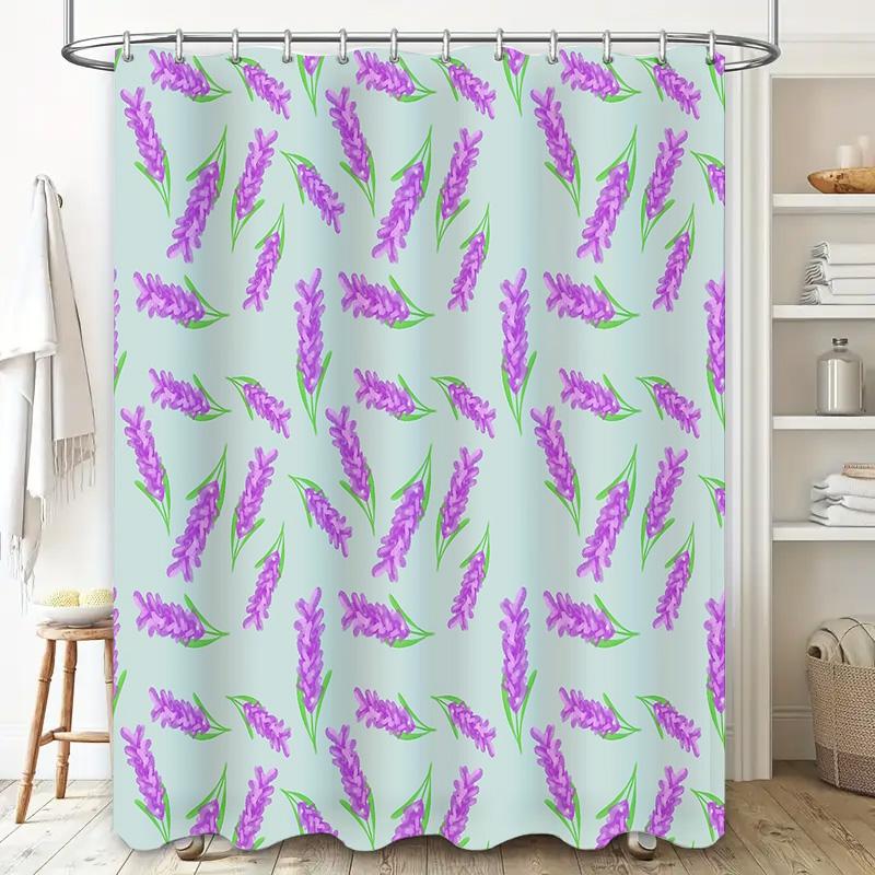 Floral Shower Curtain Botanical Nature Lavender Plants Bathroom Decor Waterproof Fabric Vintage Farmhouse Style Home Textile