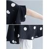 Black Vintage Polka Dot Print Blouse Women Lapel Short Sleeve Loose Casual Shirt Fashion Summer Clothes