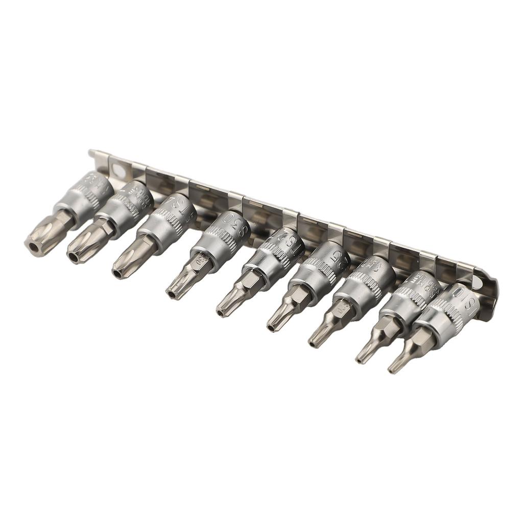 9 Pcs 5 Point Star For Torx Screwdriver Bit 1/4 Inch Drive Socket Pentalobe TS10-TS50 Hand Tools Accessories