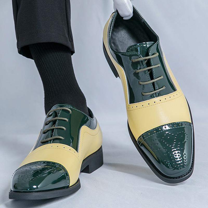 Fashion British Trend Gentleman New Men's Mixed Colors Lace Up Brogues Shoes Designer Formal Wedding Prom Dress Homecoming Footwear