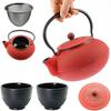 KETTLE 1.5 L CAST IRON TEAPOT STRAINER TEA INFuser SET + 2x CUPS