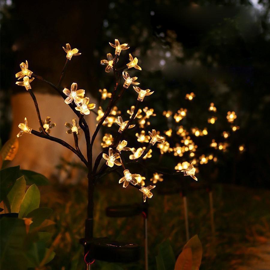 Solar light string LED outdoor courtyard atmosphere solar cherry blossom ground plug-in light Cherry blossom lamp