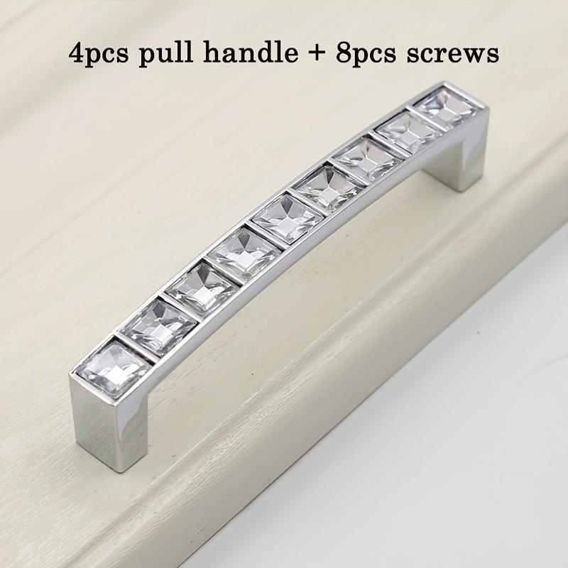 4 bucăți mânere pentru dulapuri, trăgări de sertare pentru dulap, trăgătoare de mobilă în argintiu, pentru dulapuri, dulapuri, comode, sertare, cu șuruburi, trei dimensiuni