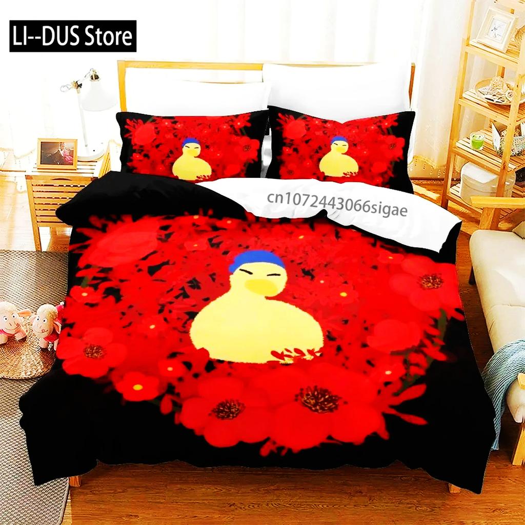 Anime Quackity Duck Bedding Set Boys Girls Twin Queen Size Duvet Cover Pillowcase Bed Boys Adult Fashion Home Textileextile