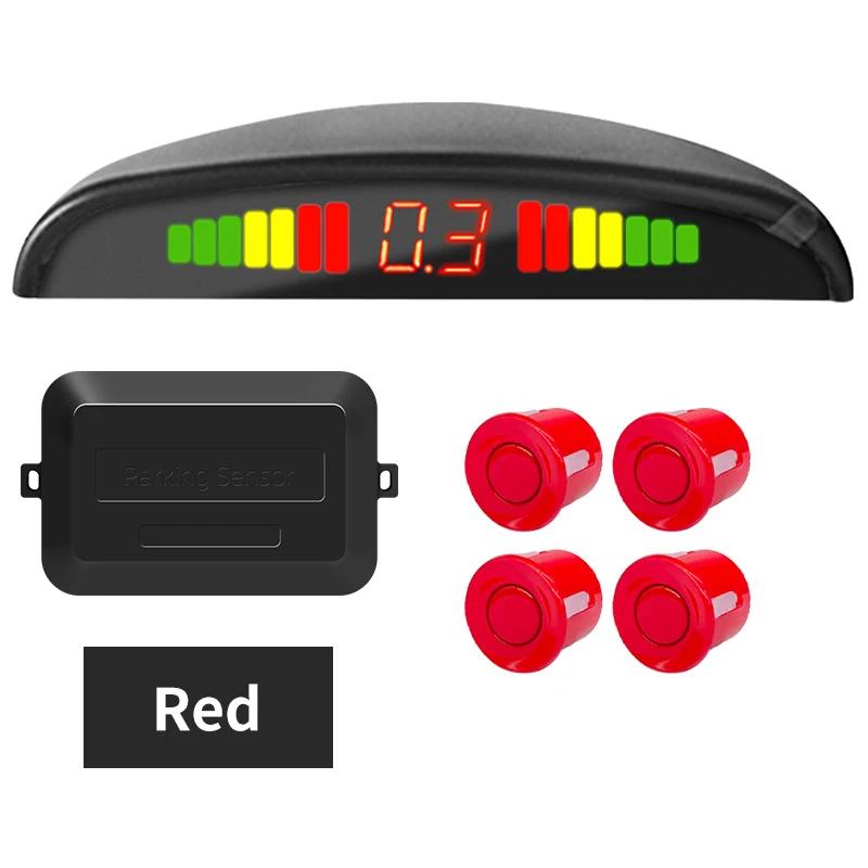 Kmind Car Rear Parking Sensor Kit System 4 Reversing Radar Sensors 12V 22mm Reverse Monitor LED ScreenSound Alert Indicator