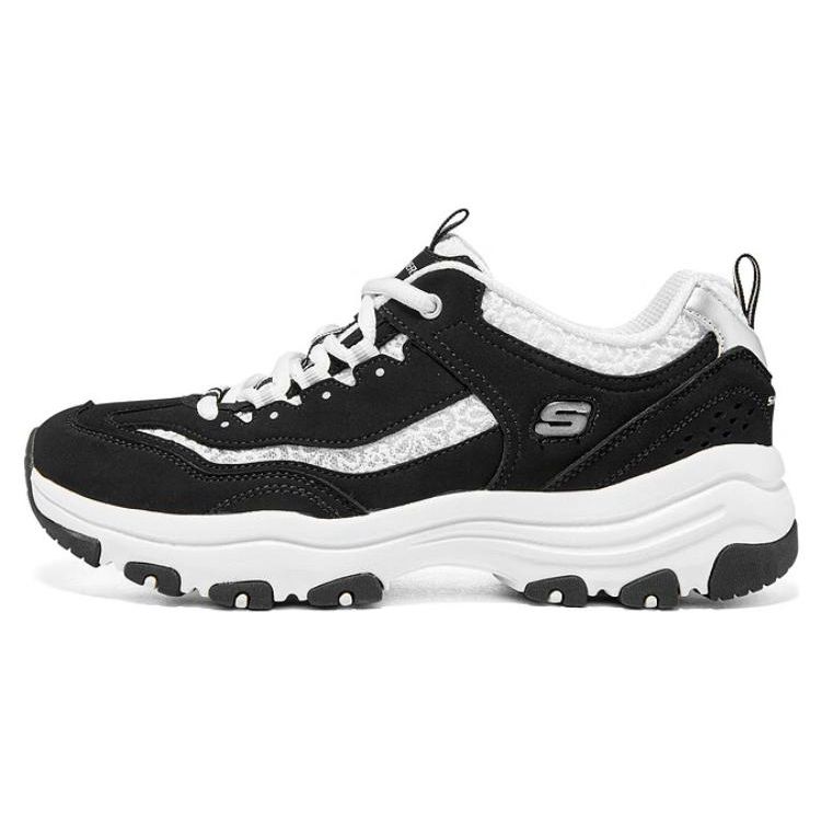 Skechers I-Conik Fabric Synthetic Leather Classic Comfortable Low-Top Dad Shoes Women sneakers Black White 8730079-BKW 37