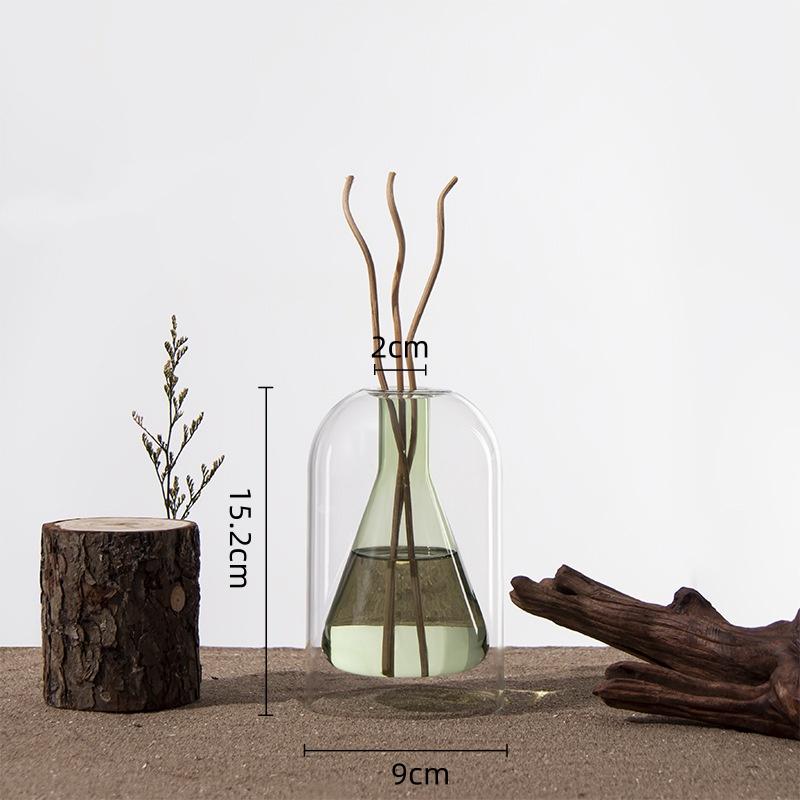 Transparent Double-layer Glass Vase Scented Bottle Candlestick Incense Base Terrarium Flower Vase Home Decoration Accessories