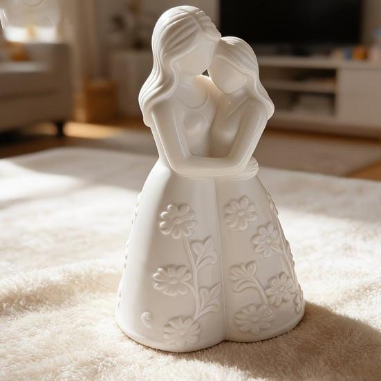 Figurka Matki i Córki w Uścisku Statuetka na Dzień Matki do Wystroju Domu Sypialni Biurka Pamiątka Prezenty na Ślub Urodziny