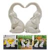 Pair of Elephant Sculpture Resin Statue Love Elephant Designs Figurine Statues for Patio and Indoor Desk Decoration