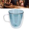 2Layer Cylindrical Coffee Cup HeatResistant Transparent Milk Mug for Home School  (Lake Green Liner )