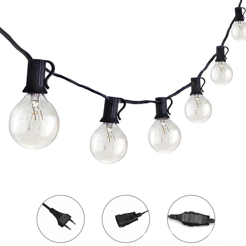 G40 Tungsten Filament String Lights, Plug-in 110V/220V, Ideal for Wedding and Courtyard Decoration, Indoor Hanging Atmosphere Lighting.