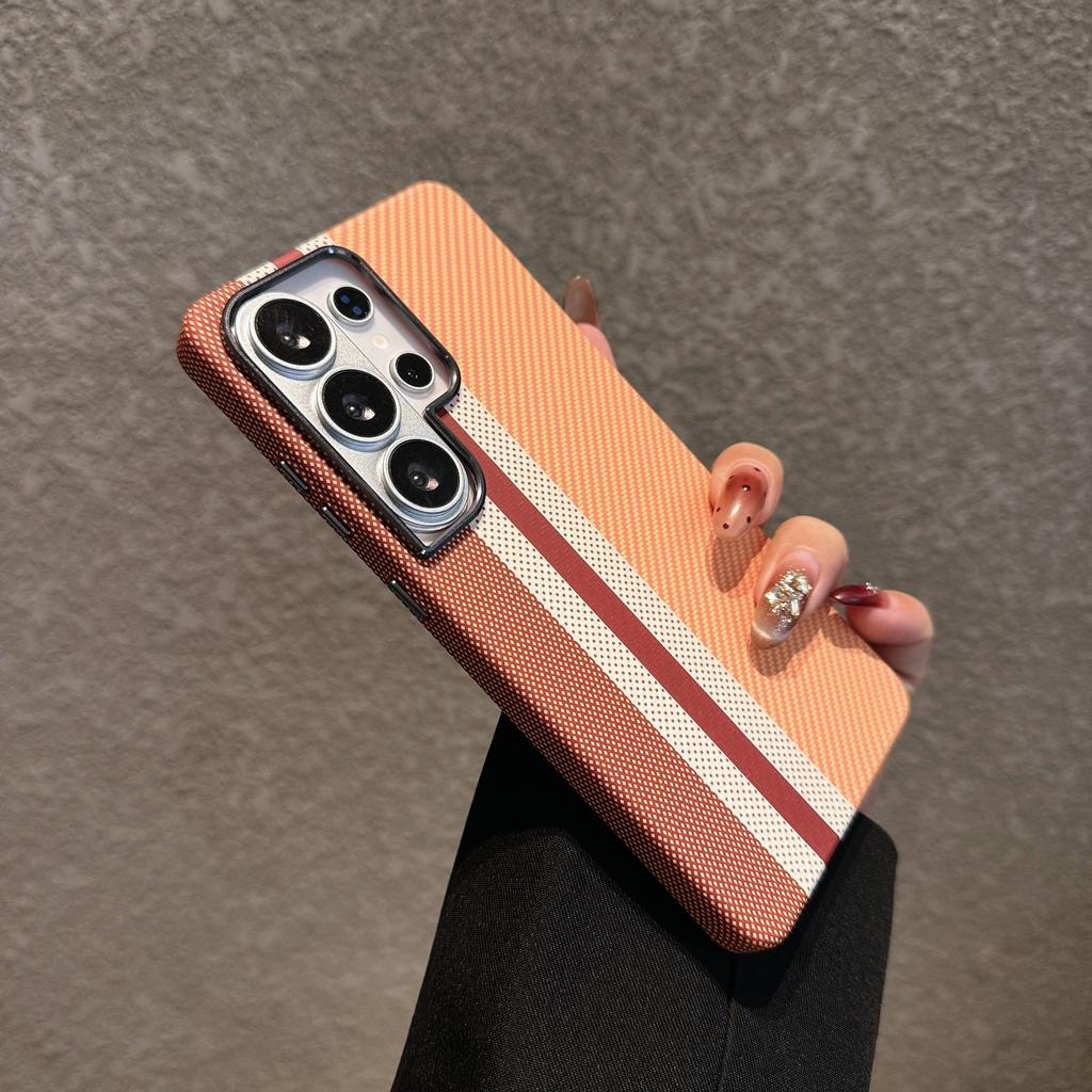 For Samsung Galaxy S26 S25 S24 S23 Ultra Plus Carbon Fiber Texture Case For Magsafe Wireless Charging Alloy Lens PC Points Cover