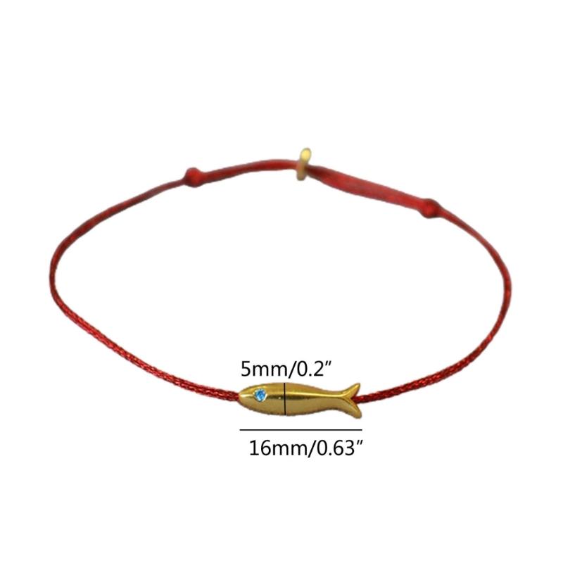 Pulseira de peixe de fio vermelho para mulheres peixe fofo fio azul pulseira ajustável joias artesanais joias étnicas minimalistas