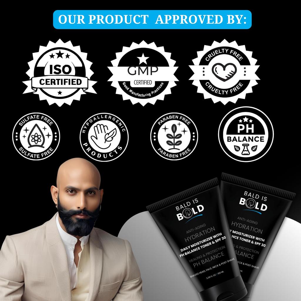 Tägliche Feuchtigkeitspflege mit pH-Toner & LSF 30 Für Glatzköpfe |100ml