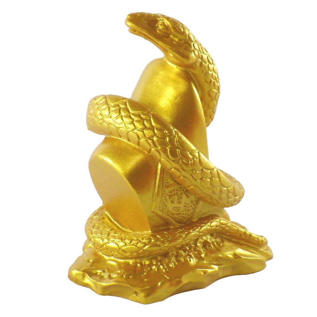 Chinese Zodiac Figurine, Snake, 2025 Year of the Snake, Gold, Feng Shui, Resin, Palm-sized, Feng Shui Item, Interior Decor