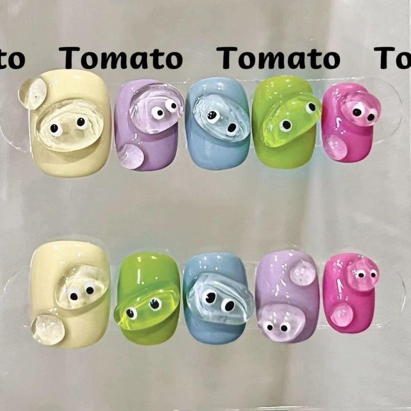 

Candy Small Eyes Japanese Ins Style Nail Stickers Young Adult Heart Cartoon Color Hand Painted Wear Armor Adorkable Xs