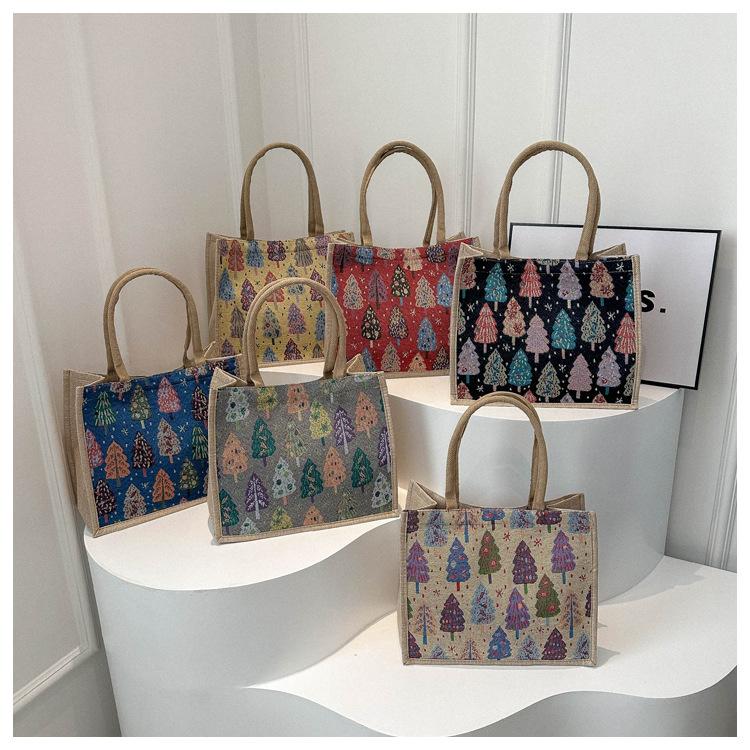 Linen Bag Hand-painted Cotton Sacks Jute Portable Imitation Sacks Linen Bags Shopping Bags Laminated Bags
