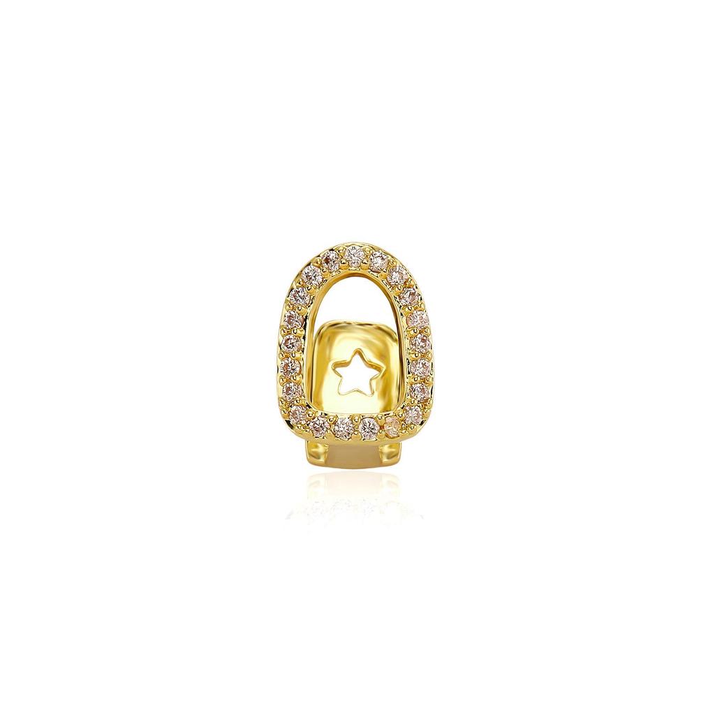 Grillz Singolo Dente Zircone Iced Out - Gioielli Props Denti Rapper Halloween Bling