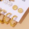 6 Pairs Of Womens Earrings Set New Creative Type C Zircon Geometry Personality Fashion Temperament Earrings