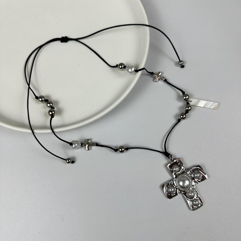 Colier Pandantiv Cruce Metalică Rășină Galbenă Transparentă Stil Retro Lanț Gât Pentru Femei Bărbați Cuplu