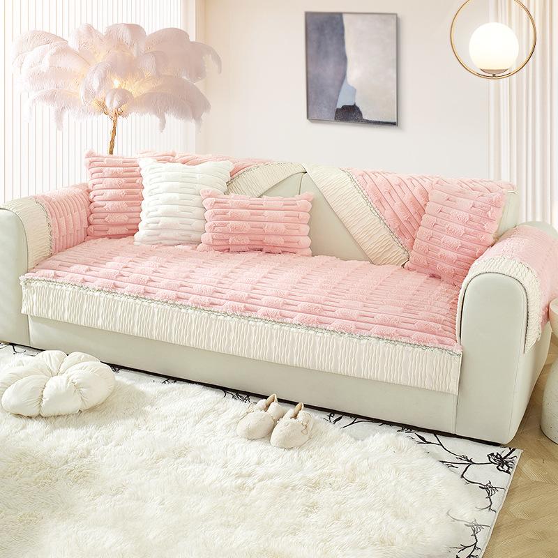 

Кремовая подушка для дивана, утолщенный теплый плюшевый чехол для дивана, комбинированная подушка, зимний плюшевый чехол для дивана с кроликом, подушка 70*70