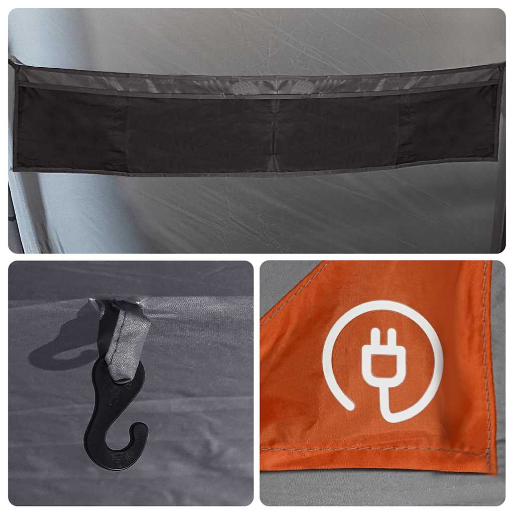 Tunnel Family Tent for 10 Persons Grey and Orange Waterproof