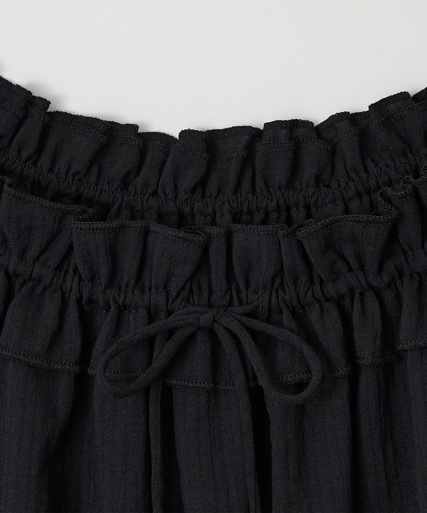 Hauseuobeupondeu Ruffled String Off Shoulder Blouse Black