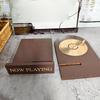 Wooden Record Stand Rotating Vinyl Record Storage Rack Vintage Decorative Album Display Holder With "Now Playing" Logo