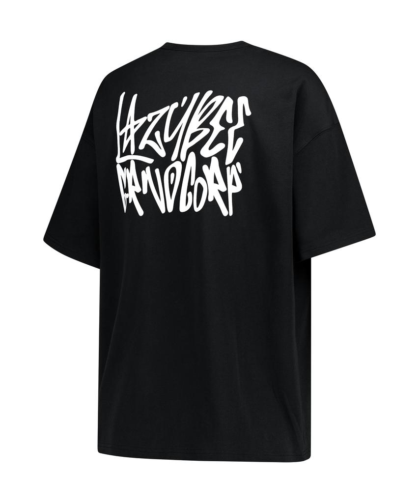 Leijibi Signature Graffiti Oversized Short Sleeve Functional Gym Wear Fitness Running Workout Wear Short Sleeve W Black