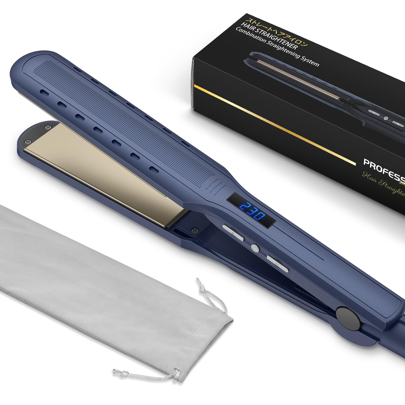 Straight Hair Iron with 18 Temperature Settings Temperature Straight Curl Hair Hair Care Rotating Includes 35mm Ceramic and Titanium Hair Styling Iron