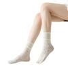 Slim-fit Breathable Plain-color Mid-calf Socks with Cute Lace Trim, Versatile and Durable Women's Socks