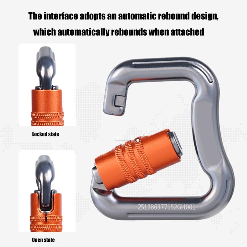 Light Weight Aluminum Alloys Safety Lock Carabiner for Rock Climbing Rappelling Paragliding Equipment