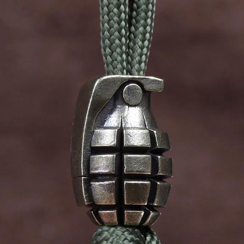 Perline per Coltello in Ottone a Forma di Granata EDC Fai da te Braccialetti Intrecciati in Paracord Cordino Portachiavi Ciondoli Accessori Strumento da Esterno Appendini