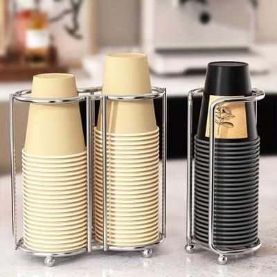 Porte-gobelets en acier inoxydable Résistant à la rouille Organisateur de gobelets en papier Étagère de rangement pour gobelets Utilisation en cuisine
