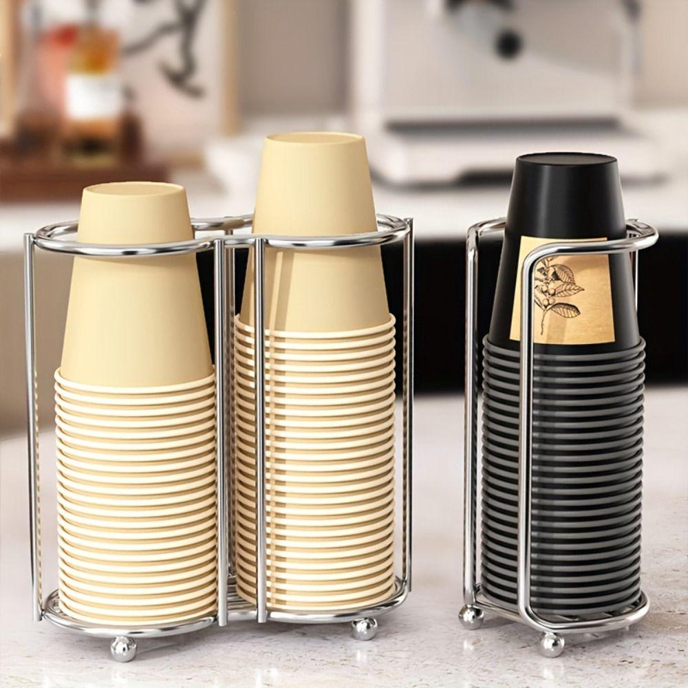 Stainless Steel Disposables Cups Picker Rust-Proof Paper Cup Organizer Paper Cup Holder  Countertop