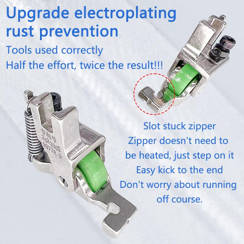 1ks ocelová válečková přítlačná patka pro neviditelný zip S518L/T168 s válečkovou patkou pro průmyslový šicí stroj s vázaným stehem