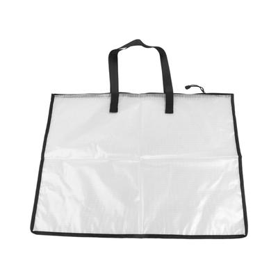 Art Storage Bag Reinforced Comfortable Handle Shoulder Strap Organize Canvases Brushes White PVC Designs