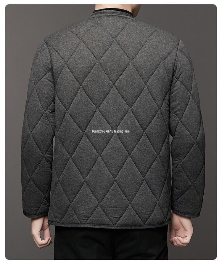 Men's Winter Cotton Jacket and Pants Set with Plus Velvet Lambswool - Warm Thickened Grandpa Style