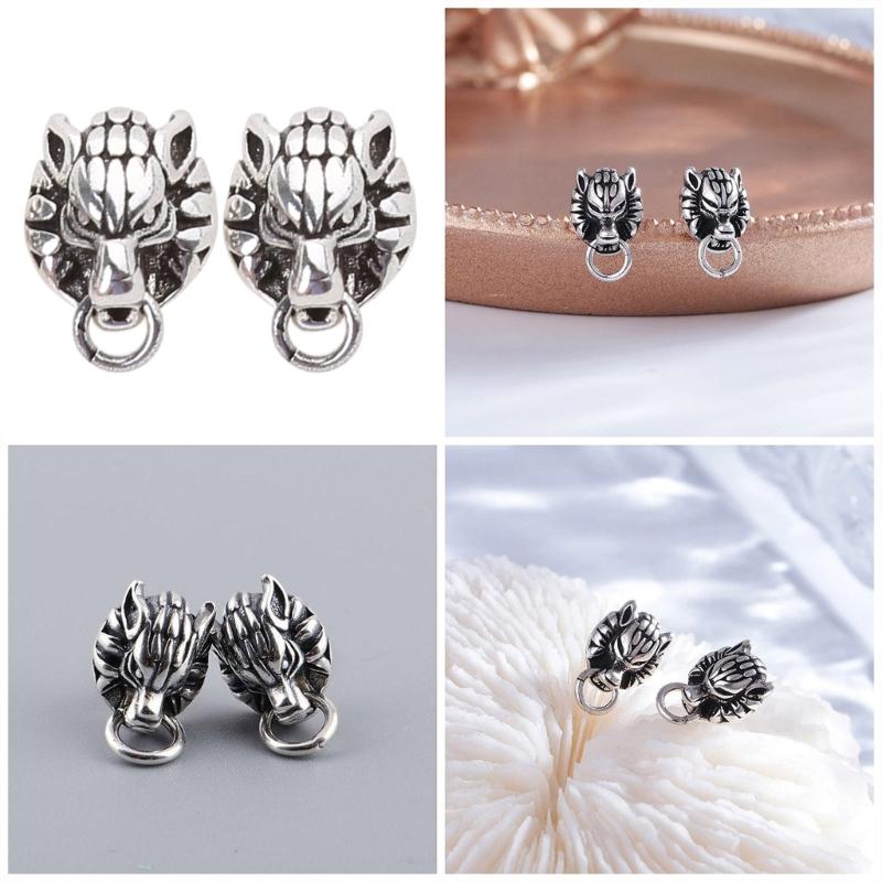 Punk Tierohrstecker Wolfskopf Ohrringe Knorpelohrringe Wolfskopf Stecker Schmuck Geschenk für Frauen Männer Unisex