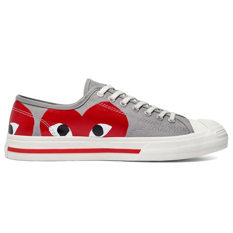 Comme Des Garcons PLAY X Converse Jack Purcell Comfortable Versatile Low-Top Canvas Shoes Unisex Gray-Red
