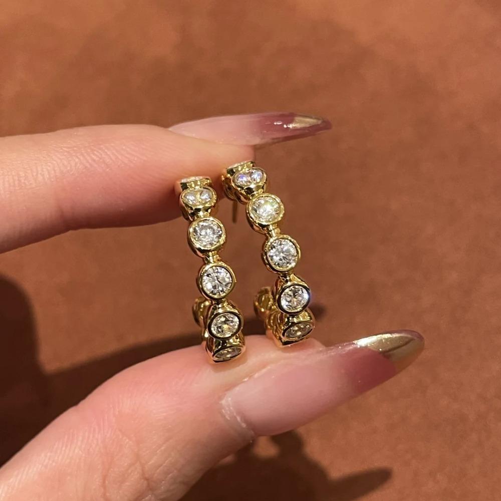 

Vintage French Style Bubble Diamond Hoop Earrings 10 Points Zirconia Circle Earrings for Women Fashion Jewelry
