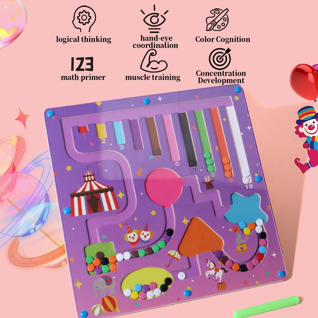 Wooden Magnetic Color and Number Maze Learning Education Toys Color Matching Montessori Toys Wooden Toys Gifts for Children