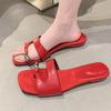 Women's Slippers 2025 Trend Designer Clip Toe Women's Sandals Casual Flat Shoes Square Head Outdoor Comfortable Beach Flip Flops