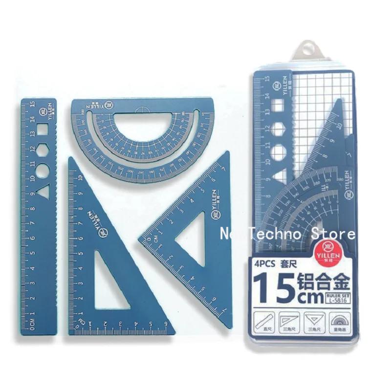 4 szt./zestaw aluminiowych linijek metalowych/plastikowych/miękkich geometrii matematycznych kompasów do rysowania artykułów piśmienniczych linijek matematycznych do szkoły