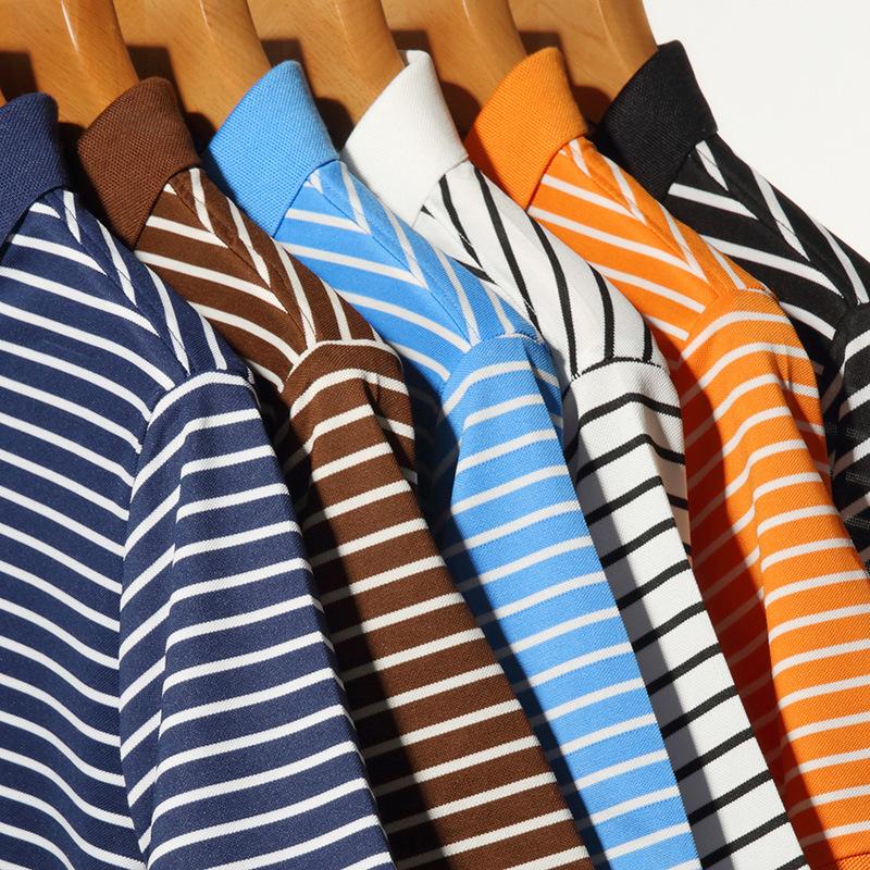 

Summer New Style Lapel Half-sleeved Striped Polo Shirt Men s Fashion Casual Fit Korean Style Short-sleeved Men s T-shirt