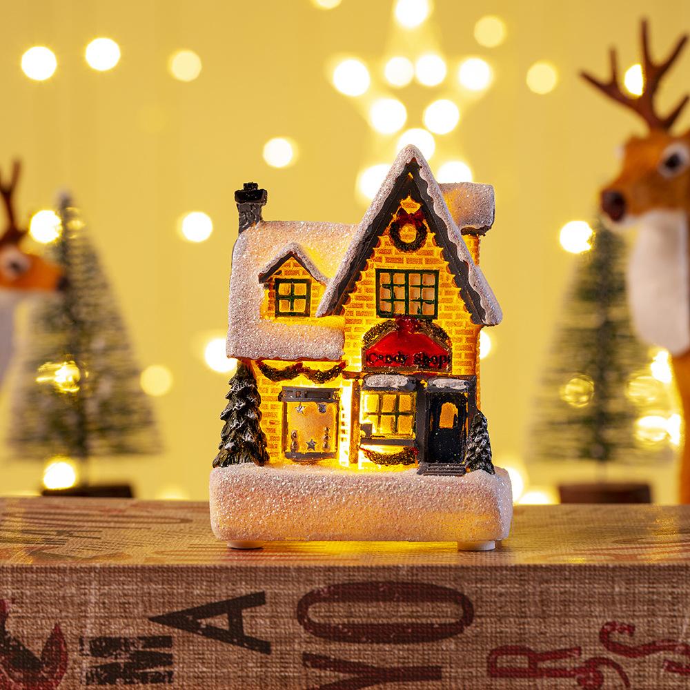 

Glowing Christmas Cabin House with Led Lights Christmas Story Village Houses Festival Ornament Christmas Atmospheres Decor Props 1pc