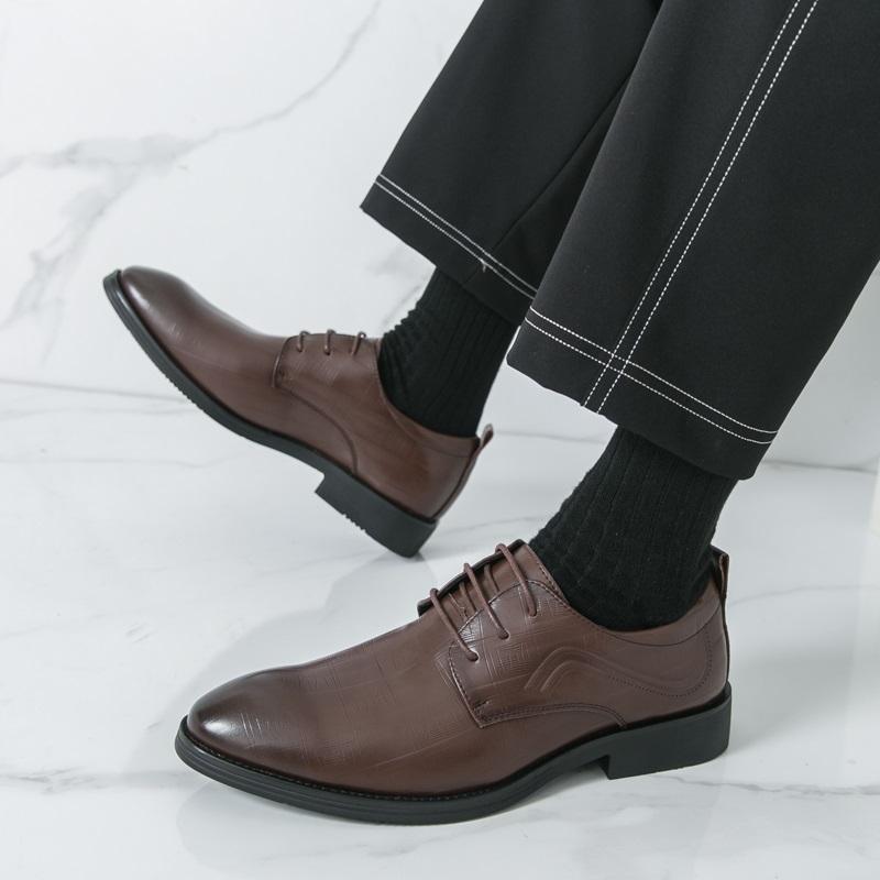 Fashion Fashion New Designer Pointed Lace Up Derby Shoes For Men Black Brown Wedding Dress Homecoming Formal Wedding Footwear